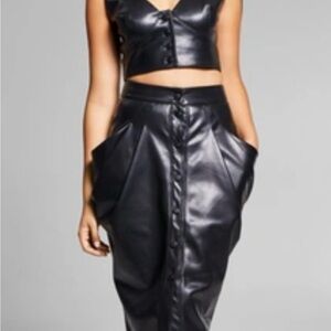 Jeannie Mai INC International Concepts Black Faux Leather Skirt